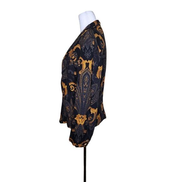 Vintage Gloria Sachs Blazer All Over Baroque Print Womens Size 6 Black and Gold - Picture 5 of 10